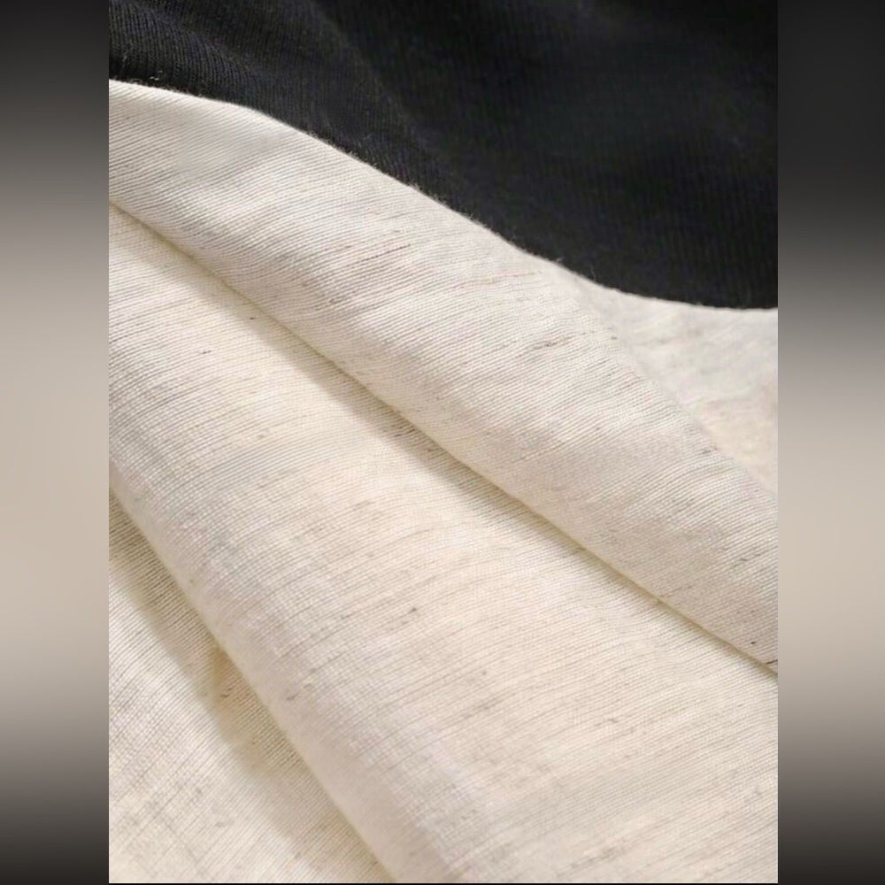 Cream & black Colorblock linen feel skirt Twisted Strap Midi Dress - Picture 5 of 5